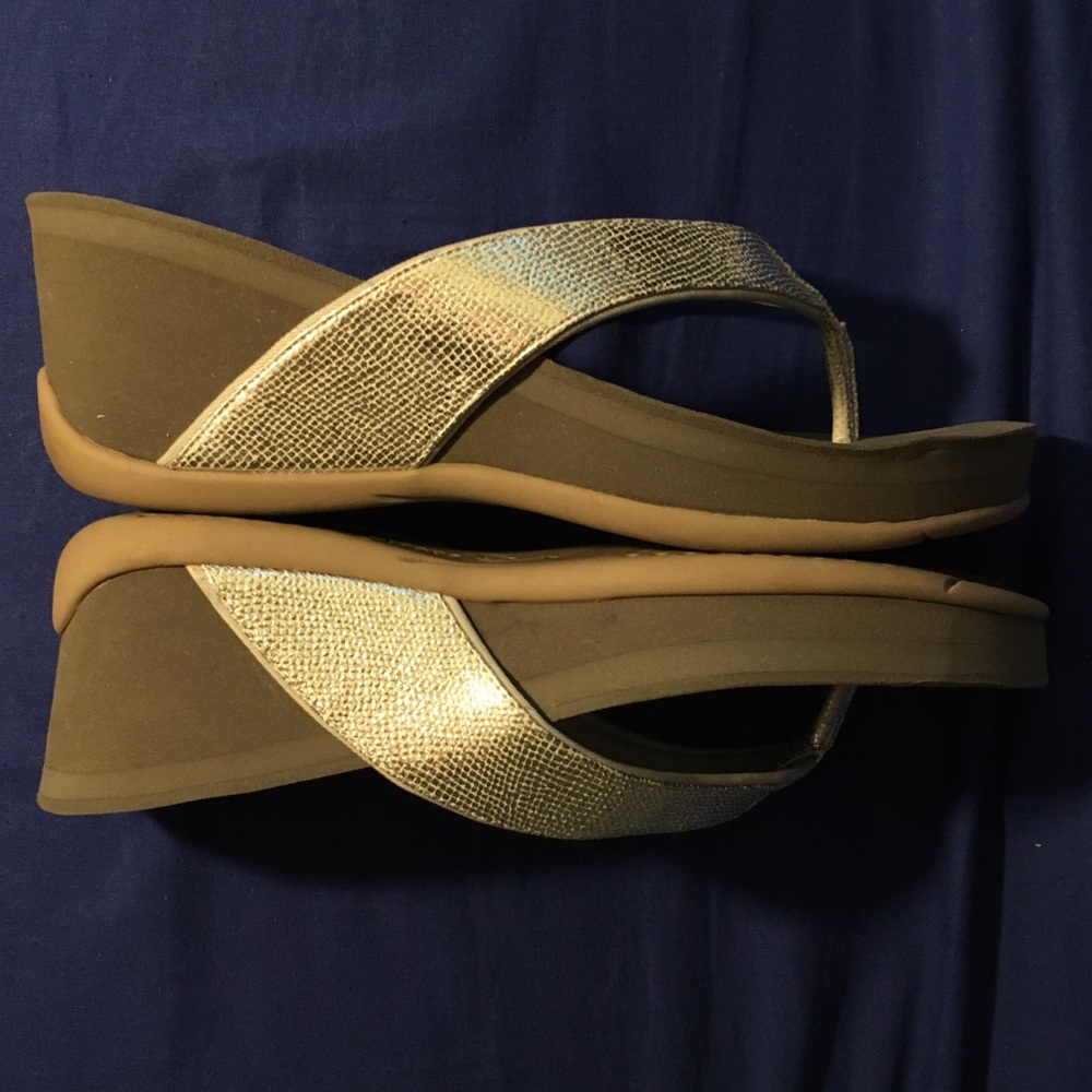 LIKE NEW BareTraps Silver Wedge Sandals Size 9.5